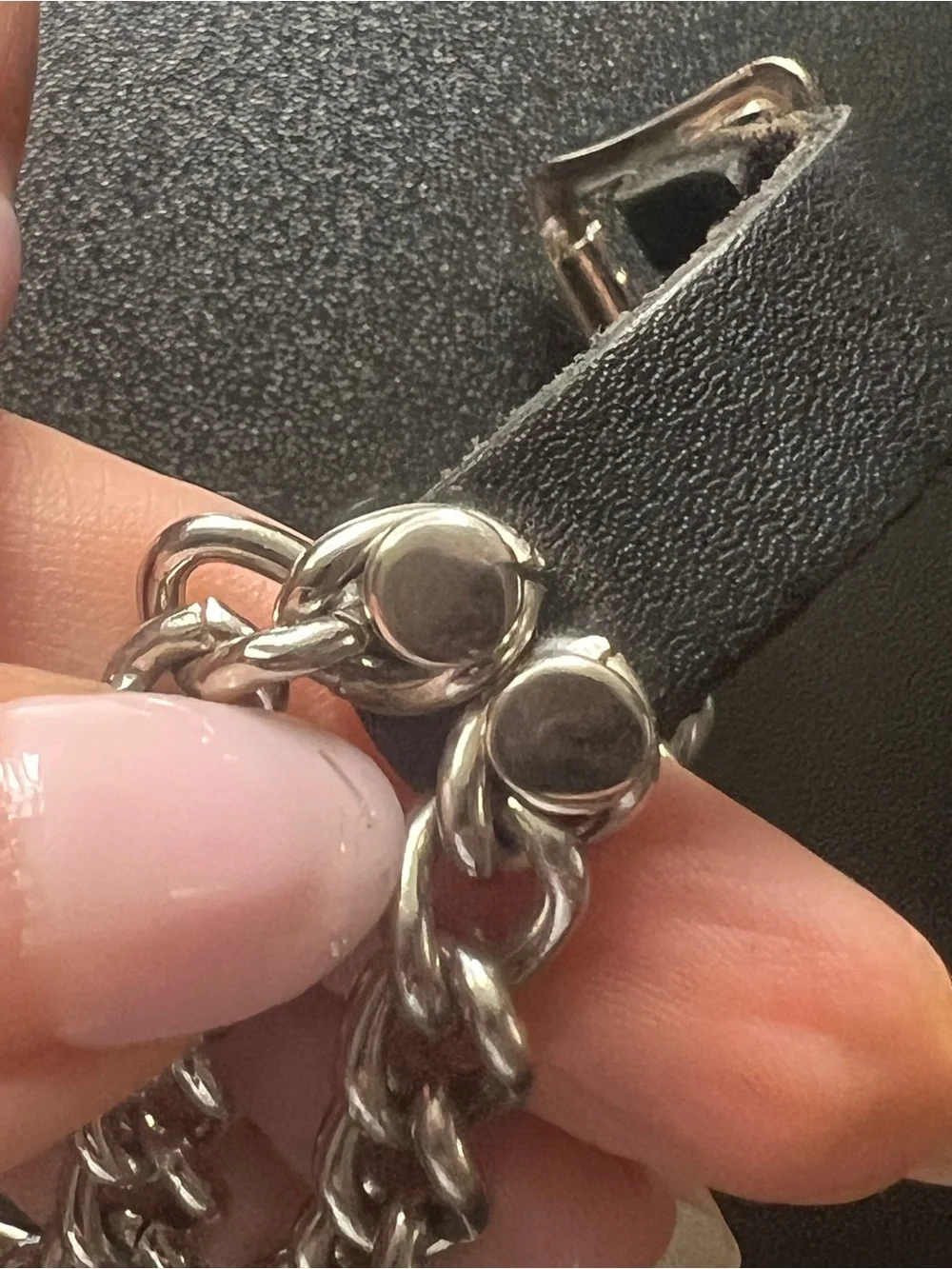1990’ Harley-Davidson Rose Boot Chain Strap Silver /Leather, Rare Biker Jewelry